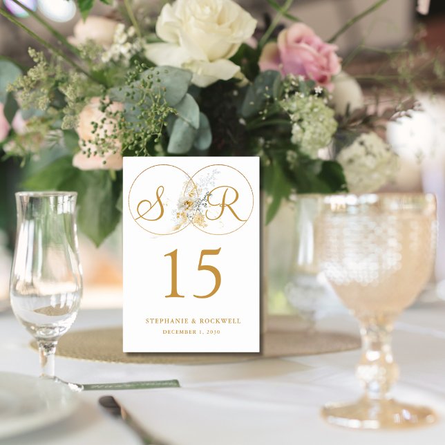 Elegant Gold Monogram Name Initial Wedding  Table Number (Creator Uploaded)