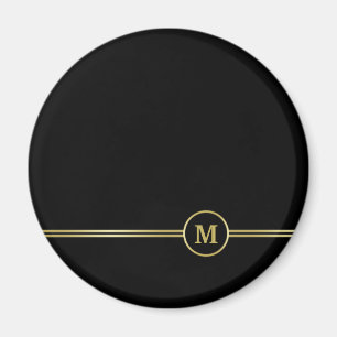 Elegant gold Monogram on black Magnet