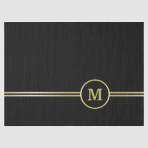 Elegant gold Monogram on black  Tissue Paper
