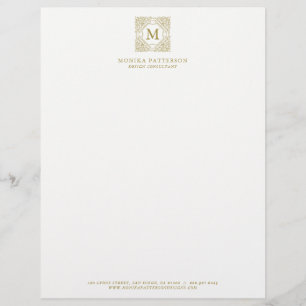 Elegant Gold Monogram Ornamental Frame Letterhead Design