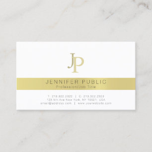Elegant Gold Monogram Professional Modern White Business Card