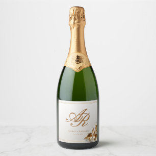 Elegant Gold Monogram Sparkling Wine Label