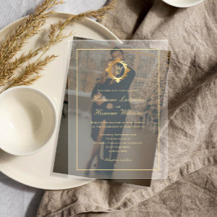 Elegant Gold Monogram Stylish Wedding Transparent Acrylic Invitations