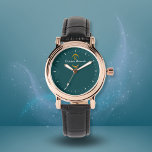 Elegant Gold Monogram Teal Modern Watch<br><div class="desc">Elegant Teal Gold Monogram Watch.
The gold design and monogram brings an elegant touch to the watch. 
Personalise by adding your initial and name.
Great as a personalised gift for family and friends.</div>