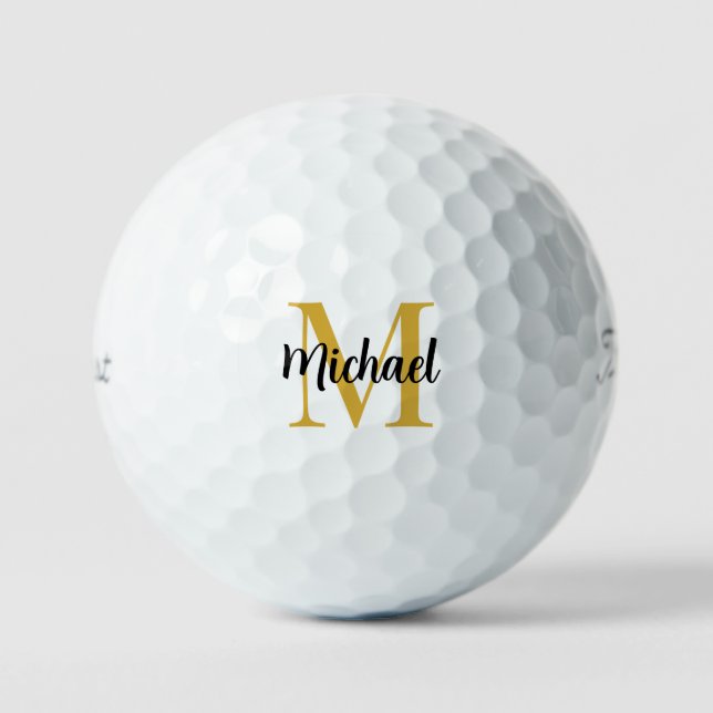 Elegant Gold Monogram Titleist Pro V1 3 Pack Golf Balls (Front)