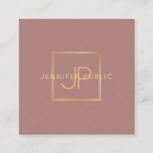 Elegant Gold Monogram Trendy Modern Template Square Business Card