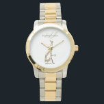 Elegant Gold Monogram Watch<br><div class="desc">Chic and timeless, this elegant gold and silver wristwatch is a perfect personalised accessory for women. Featuring a minimalist white face with a modern gold silhouette figure and monogram initials, this timepiece blends sophistication with a fashionable two-tone bracelet. Ideal for professional wear, milestone birthdays, graduation, or as a stylish business...</div>