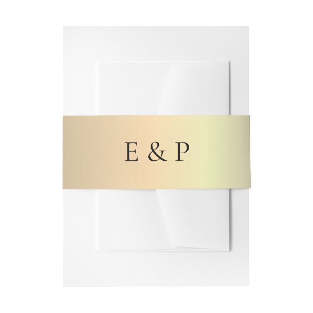Elegant Gold Monogram Wedding Belly Band Invitation Belly Band (Front Example)