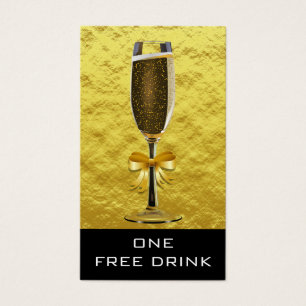 Elegant Gold Monogram Wedding Free Drink Ticket