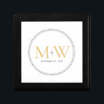 Elegant Gold Monogram Wedding Gift Box<br><div class="desc">Elegant Gold Monogram with Black Milgrain border. The dotted border is reminiscent of milgrain,  which is a jewellery-detailing technique often used for engagement and wedding rings. The milgrain border adds both a modern and elegant style to this monogrammed keepsake gift box.</div>