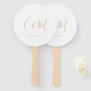 Elegant Gold Monogram Wedding Hand Fan