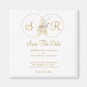 Elegant Gold Monogram Wedding   Save The Date Magnet