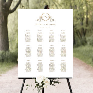 Elegant Gold Monogram Wedding Seating Chart Sign
