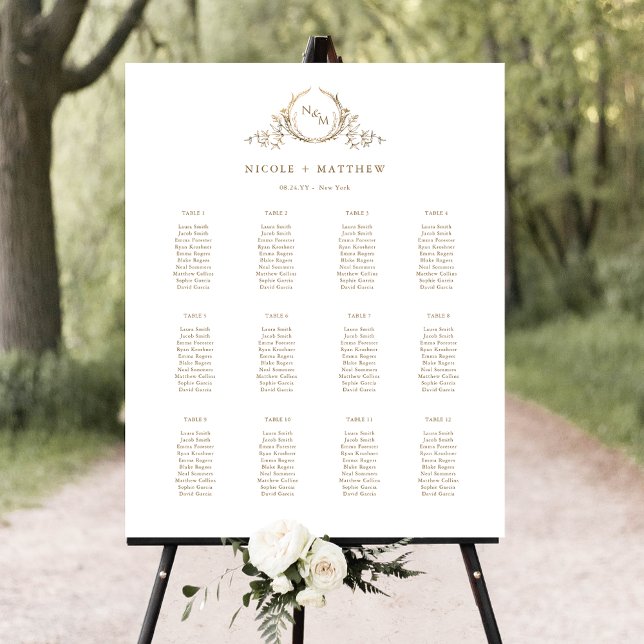 Elegant Gold Monogram Wedding Seating Chart Sign (Creator Uploaded)