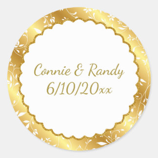 Elegant Gold Monogram Wedding Sticker