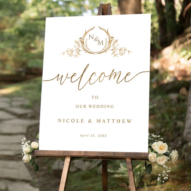 Elegant Gold Monogram Wedding Welcome Sign  (Creator Uploaded)