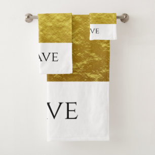 Elegant Gold Monogrammed Bathroom Bath Towel Set