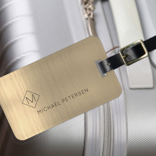 Elegant gold monogrammed name modern luggage tag