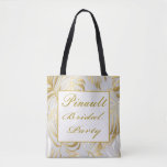 Elegant Gold Monstera Personalised Bridal Party Tote Bag<br><div class="desc">Make your bridal party feel extra special with our Elegant Ivory and Gilded Gold Monstera Personalised Bridal Party Tote Bag. This exquisite tote bag is designed to celebrate the bride's new last name in an elegant and personalised way. Available in two convenient sizes, 16x16 or 18x18 inches, our tote bag...</div>