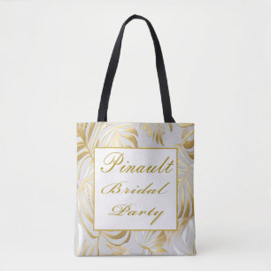 Elegant Gold Monstera Personalised Bridal Party Tote Bag