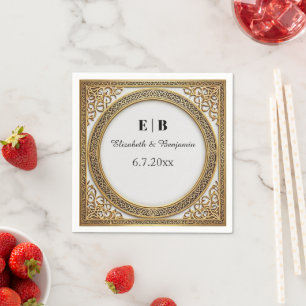 Elegant Gold Moroccan Frame Luxury Arabic Style  Napkin