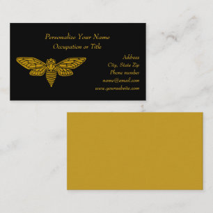 Elegant Gold Moth Flying Insect Professional Business Card