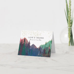 Elegant Gold Mountain Wedding Photo Thank You Card