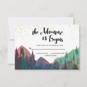 Elegant Gold Mountain Wedding RSVP Card
