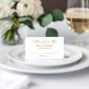 Elegant Gold Mr and Mrs Calligraphy Wedding Place Card