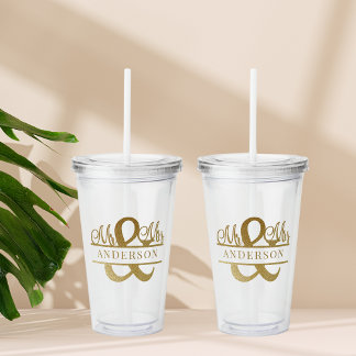 Elegant Gold Mr & Mrs Monogram Wedding Minimalist Acrylic Tumbler