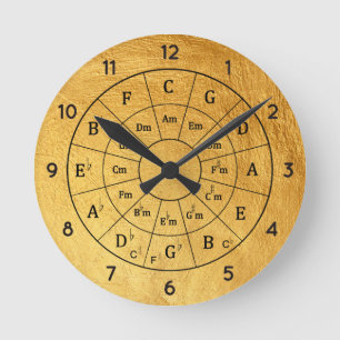 Elegant Gold Musical Circle of Fifths for Music Round Clock