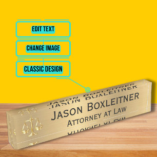 Elegant Gold Name Plate for an Attorney