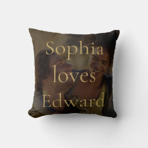 Elegant Gold Names Loves Photo Cushion