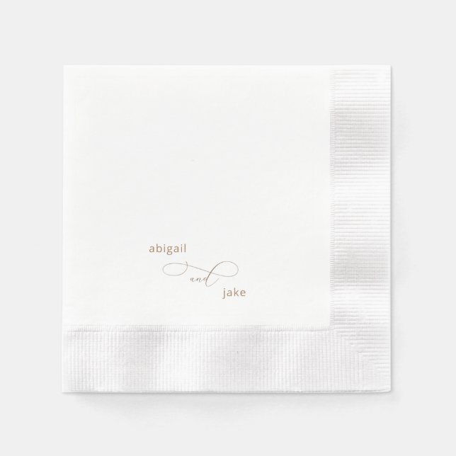 Elegant Gold Names Wedding Coined Cocktail Napkin (Front)