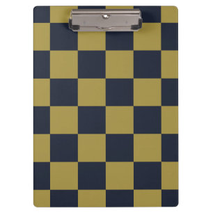 Elegant Gold & Navy Blue Chequered Pattern Clipboard