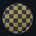 Elegant Gold & Navy Blue Chequered Pattern Dartboard<br><div class="desc">The Gold & Navy Blue chequered pattern is a timeless and sophisticated design, combining the luxurious glow of gold with the deep, rich hue of navy blue. The symmetrical arrangement of squares creates a bold yet refined visual effect, making this pattern a perfect choice for both classic and modern styles....</div>