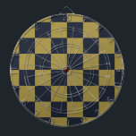 Elegant Gold & Navy Blue Chequered Pattern Dartboard<br><div class="desc">The Gold & Navy Blue chequered pattern is a timeless and sophisticated design, combining the luxurious glow of gold with the deep, rich hue of navy blue. The symmetrical arrangement of squares creates a bold yet refined visual effect, making this pattern a perfect choice for both classic and modern styles....</div>
