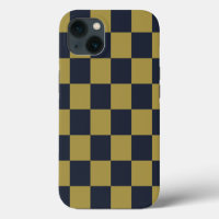 Elegant Gold & Navy Blue Chequered Pattern
