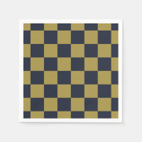 Elegant Gold & Navy Blue Chequered Pattern