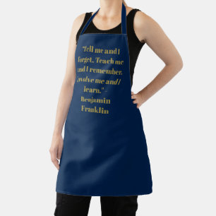 Elegant gold navy blue custom name text quote apron