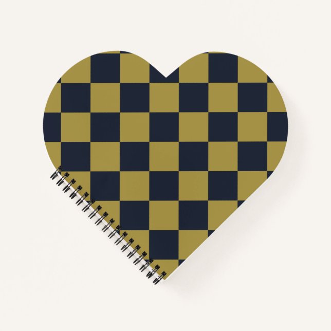 Elegant Gold & Navy Blue Diamond Pattern Notebook (Front)