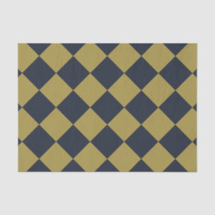 Elegant Gold & Navy Blue Diamond Pattern Tissue Paper