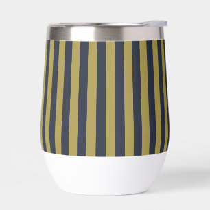 Elegant Gold & Navy Blue Vertical Stripes