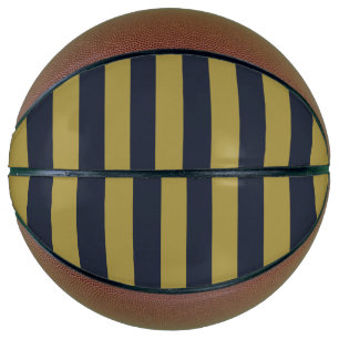 Elegant Gold & Navy Blue Vertical Stripes Basketball