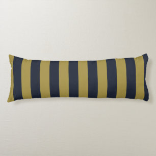 Elegant Gold & Navy Blue Vertical Stripes Body Cushion