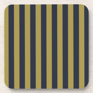 Elegant Gold & Navy Blue Vertical Stripes Coaster