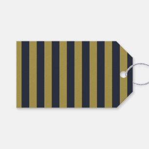 Elegant Gold & Navy Blue Vertical Stripes Gift Tags