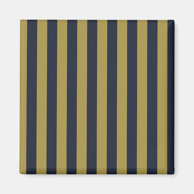 Elegant Gold & Navy Blue Vertical Stripes Magnet (Front)