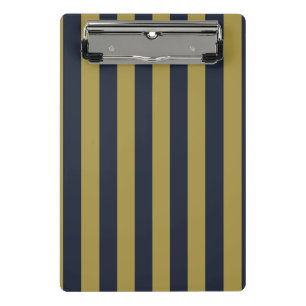 Elegant Gold & Navy Blue Vertical Stripes Mini Clipboard
