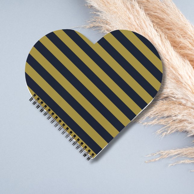 Elegant Gold & Navy Blue Vertical Stripes Notebook (Creator Uploaded)